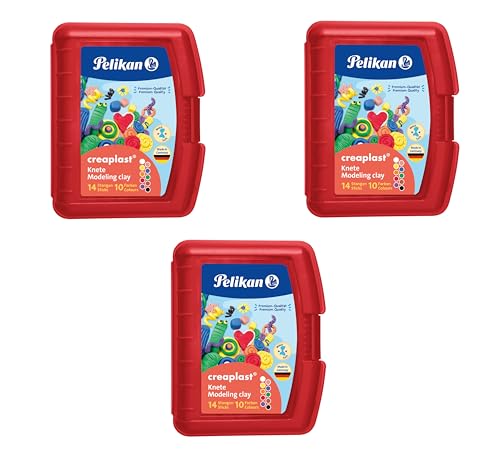 Pelikan 2056080 198/9R Modelliermassen Kinderknete Creaplast, 300g, rot (3er Pack rot) von Pelikan