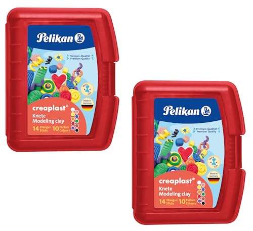 Pelikan 2056080 198/9R Modelliermassen Kinderknete Creaplast, 300g, rot (Doppelpack) von Pelikan