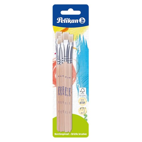 Pelikan 700405 Pinsel Starter-Set mit 6 Borstenpinseln (10 Borstenpinsel) von Pelikan