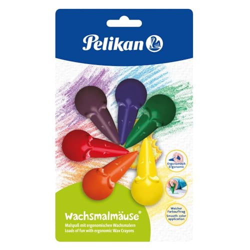 Pelikan 803328 Wachsmalmäuse farbig Sortiert 6er Blister, rot von Pelikan