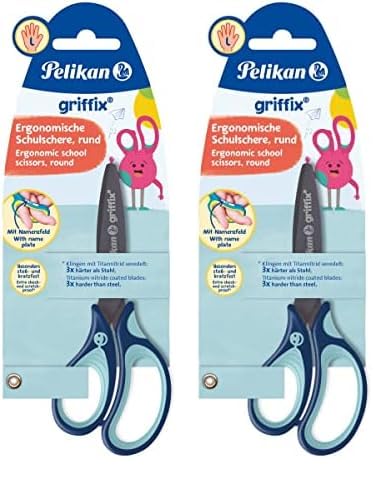 Pelikan 803519 griffix Schulschere, Blau, für Linkshänder (Packung mit 2) von Pelikan