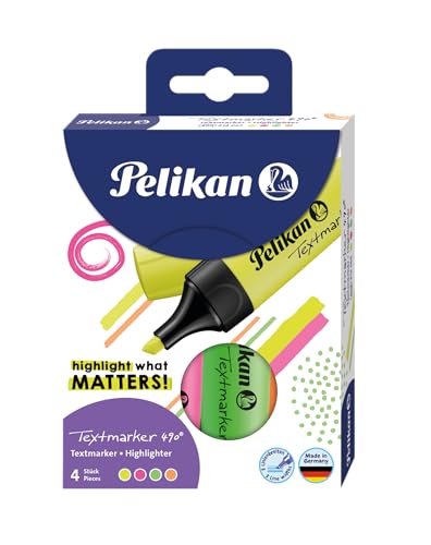 Pelikan 814058 Textmarker 490, Farbig Sortiert, 4 Stück Im Etui von Pelikan