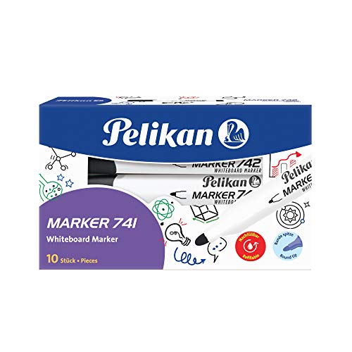 Pelikan 817974 Whiteboard-Marker 741 mit Runddocht, schwarz, 10 Stück in Faltschachtel von Pelikan