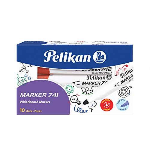 Pelikan 817998 Whiteboard-Marker 741 mit Runddocht, rot, 10 Stück in Faltschachtel von Pelikan