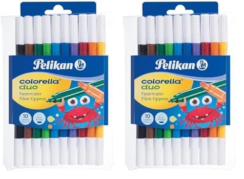 Pelikan 973172 Fasermaler Colorella Duo, 1 Set, 10-farbig (Packung mit 2) von Pelikan