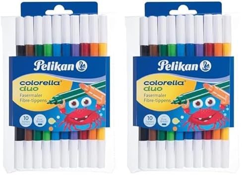 Pelikan 973172 Fasermaler Colorella Duo, 1 Set, 10-farbig (Packung mit 2) von Pelikan