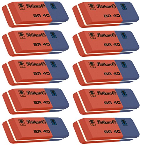 Pelikan BR40 Radierer aus Kautschuk (blau / rot, 10 Radierer) von Pelikan