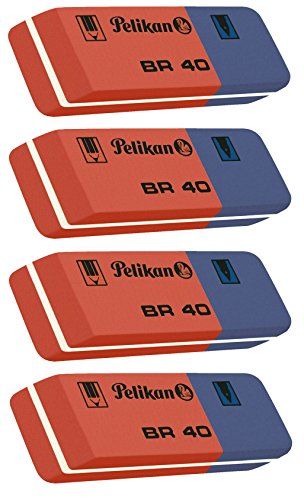 Pelikan BR40 Radierer aus Kautschuk (blau / rot, 4 Radierer) von Pelikan