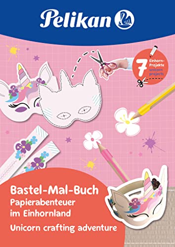 Pelikan Bastel-Mal-Buch mit 7 Bastelprojekten für 5-7 Jährige, Thema: Einhornland, 1 Stück von Pelikan