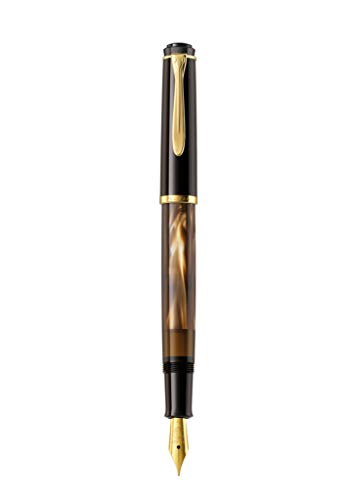 Pelikan Classic 200 Füllfederhalter, Braun-Marmoriert, M-Feder, 24K Vergoldete Zierelemente von Pelikan
