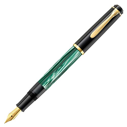 Pelikan Classic 200 Füllfederhalter, Grün-Marmoriert, M-Feder, 24K vergoldete Zierelemente von Pelikan