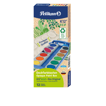 Pelikan Deckfarbkasten K12 eco - 12 Farben + Deckweiß weiß/hellblau von Pelikan