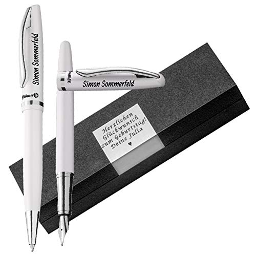 Pelikan - Füller und Kugelschreiber Set weiß mit Gravur als Geschenk Boxgravur Jazz Elegance im Set PS27-8 von Pelikan