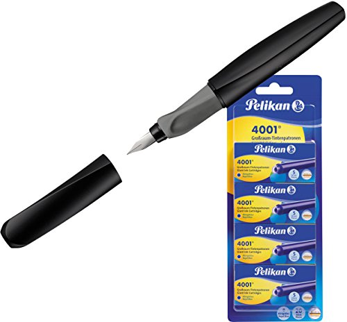 Pelikan Füllfederhalter Twist (Schwarz, 2er Set Füller + 20 Patronen) von Pelikan