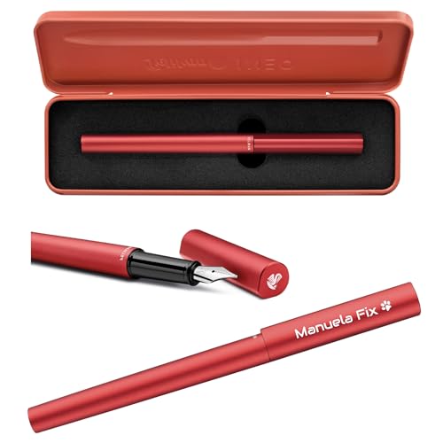 Pelikan Füllhalter Ineo® Elements P6 mit Gravur Geschenk - einzigartige Stifte mit Namen - personalisierte Geschenke zu Weihnachten - Füllfederhalter personalisiert (Feuer-Rot) von Pelikan