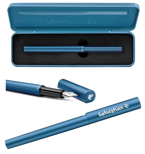 Pelikan Füllhalter Ineo® Elements P6 mit Gravur Geschenk - einzigartige Stifte mit Namen - personalisierte Geschenke zu Weihnachten - Füllfederhalter personalisiert (Petrol-Blau) von Pelikan