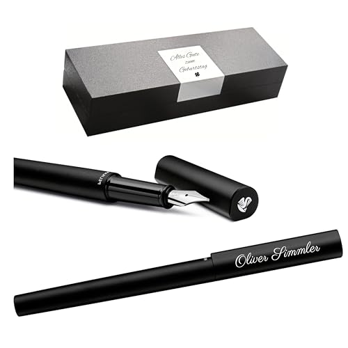 Pelikan Füllhalter Ineo® Elements P6 mit Gravur Geschenk - einzigartige Stifte mit Namen - personalisierte Geschenke zu Weihnachten - Füllfederhalter personalisiert (Schwarz) von Pelikan
