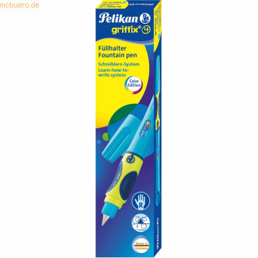 Pelikan Füllhalter griffix neon Fresh Blue Feder A Rechtshänder Faltsc von Pelikan