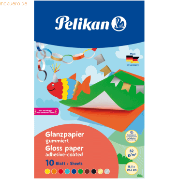 10 x Pelikan Glanzpapier 232 M/10 30x18cm 10 Blatt farbig sortiert 10 x Pelikan Glanzpapier 232 M/10 30x18cm 10 Blatt farbig sortiert von Pelikan