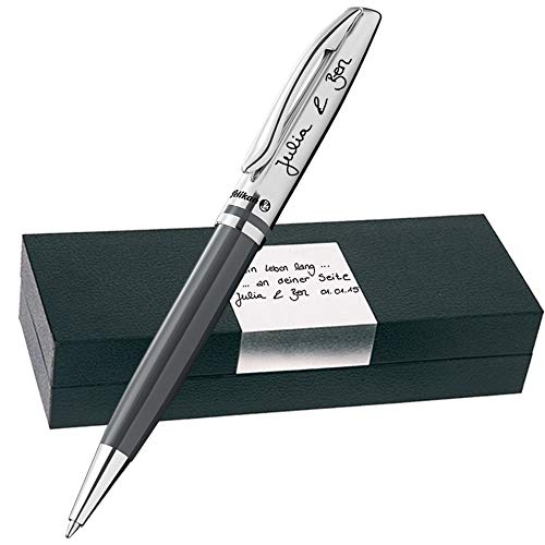 Pelikan - Handschrift Text Gravur - Kugelschreiber als Geschenk & Geschenkbox mit eigener Handschrift Gravur Jazz Classic Warmgrau PS18pe von Pelikan