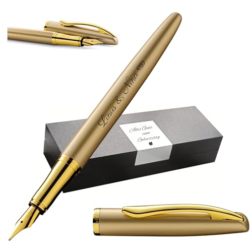 Pelikan Jazz® Noble Elegance P36 Füllhalter mit Gravur Geschenk - einzigartige Stifte mit Namen - personalisierte Geschenke - Füllfederhalter personalisiert (Gold Gelb) von Pelikan