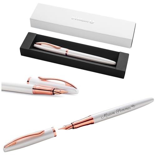 Pelikan Jazz® Noble Elegance P36 Füllhalter mit Gravur Geschenk - einzigartige Stifte mit Namen - personalisierte Geschenke - Füllfederhalter personalisiert (Perlmutt Weiß) von Pelikan