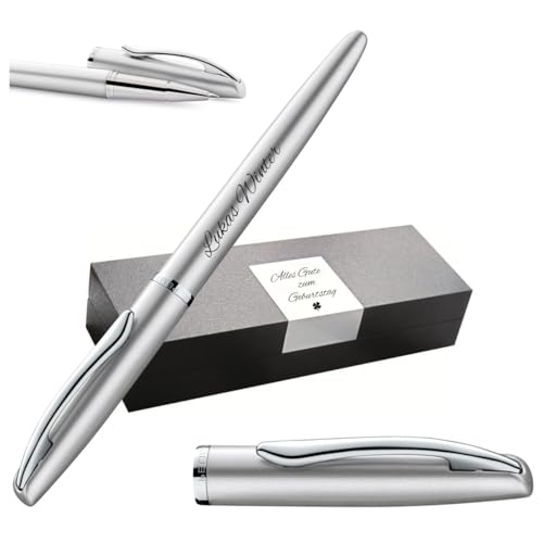 Pelikan Jazz® Noble Elegance R36 Tintenroller mit Gravur Geschenk - einzigartige Stifte mit Namen - personalisierte Geschenke - Kugelschreiber personalisiert (Silber) von Pelikan