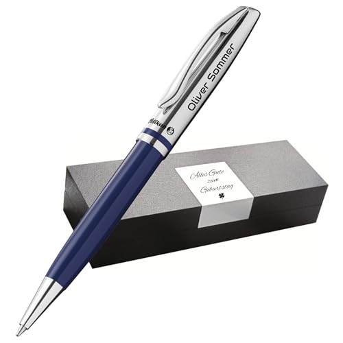 Pelikan Jazz Kugelschreiber Mit Gravur - Einzigartiges Geschenk Mit Namen - Personalisierte Stifte Zu Weihnachten (Gravur, Dunkelblau) von Pelikan