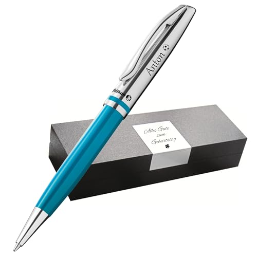 Pelikan Jazz Kugelschreiber mit Gravur Geschenk - Kugelschreiber - einzigartige Stifte mit Namen - personalisierte Geschenke zu Weihnachten - Kugelschreiber personalisiert (Gravur, Petrol) von Pelikan