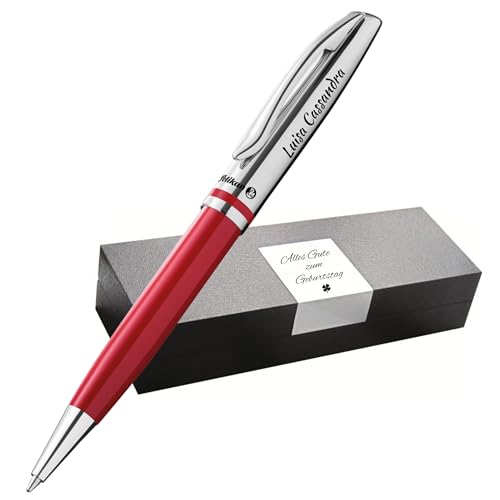 Pelikan Jazz Kugelschreiber Mit Gravur - Einzigartiges Geschenk Mit Namen - Personalisierte Stifte Zu Weihnachten (Gravur, Rot) von Pelikan