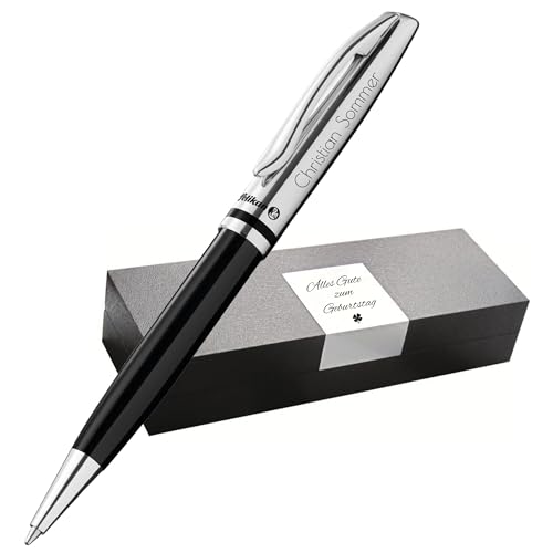 Pelikan Jazz Kugelschreiber Mit Gravur - Einzigartiges Geschenk Mit Namen - Personalisierte Stifte Zu Weihnachten (Gravur, Schwarz) von Pelikan