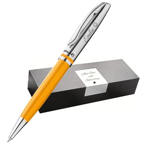 Pelikan Jazz Kugelschreiber mit Gravur Geschenk - Kugelschreiber - einzigartige Stifte mit Namen - personalisierte Geschenke zu Weihnachten - Kugelschreiber personalisiert (Gravur, Senfgelb) von Pelikan