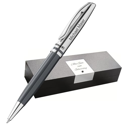 Pelikan Jazz Kugelschreiber mit Gravur Geschenk - Kugelschreiber - einzigartige Stifte mit Namen - personalisierte Geschenke zu Weihnachten - Kugelschreiber (Gravur, Warmgrau) von Pelikan