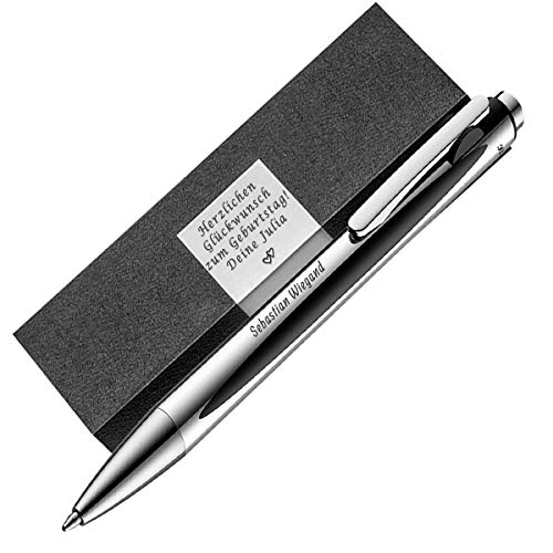 Pelikan - Kugelschreiber Farbe Silber Schwarz inkl. Box und Gravur als Geschenk & Wunschsymbol Snap Black-Silver matt PS46 von Pelikan