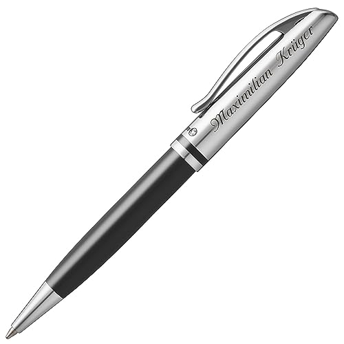 Pelikan Kugelschreiber JAZZ CLASSIC Schwarz mit persönlicher Laser-Gravur Metall glänzend schwarz lackiert, 1 stück (1er Pack) von Pelikan