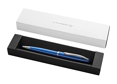 Pelikan Kugelschreiber Jazz Noble, Saphire (Blau), für Rechtshänder und Linkshänder, eleganter Metall-Kugelschreiber im Geschenketui, 821780 von Pelikan
