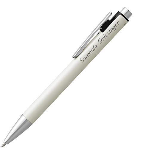 Pelikan Kugelschreiber SNAP Weiß Metallic mit Laser-Gravur Aluminium mit Druck-Clip-Mechanik von Pelikan