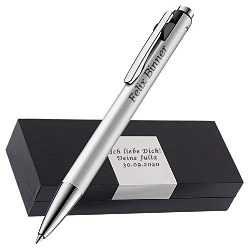 Pelikan - Kugelschreiber Farbe Silber mit Gravur als Geschenk & Wunschsymbol Geschenkverpackung Snap Metallic Silber PS44 von Pelikan