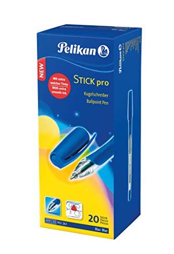 Pelikan Kugelschreiber Stick pro, 1 Box mit 20 Stück, Schreibfarbe: blau von Pelikan