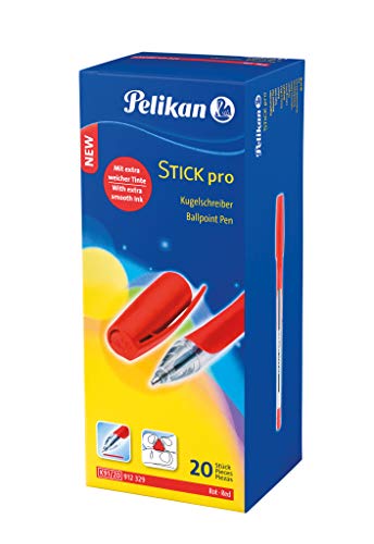 Pelikan Kugelschreiber Stick pro, 1 Box mit 20 Stück, Schreibfarbe: rot von Pelikan