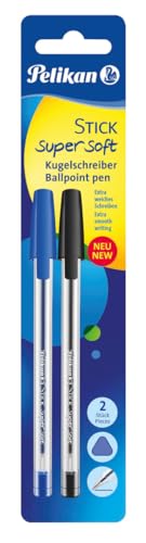 Pelikan Kugelschreiber Stick super soft, 2 Stück (schwarz, blau) von Pelikan