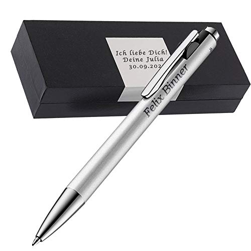 Pelikan - Kugelschreiber Farbe Silber mit Gravur als Geschenk & Wunschsymbol Geschenkverpackung Snap Metallic Silber PS44 von Pelikan