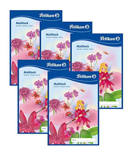 Pelikan Malblock DIN A4 / 100 Blatt (Chlorfrei, 70 g/m²) (5 Blöcke) von Pelikan