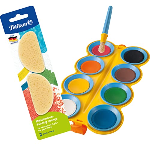 Pelikan Malschwamm 2 Stück + Deckfarbkasten Mini-Friends mit 8 Farben + Pinsel, Mehrfarbig Pelikan Malschwamm 2 Stück + Deckfarbkasten Mini-Friends mit 8 Farben + Pinsel, Mehrfarbig von Pelikan
