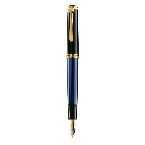 Pelikan Premium M600 Füllfederhalter, Feder B Plume Schwarz/Blau von Pelikan