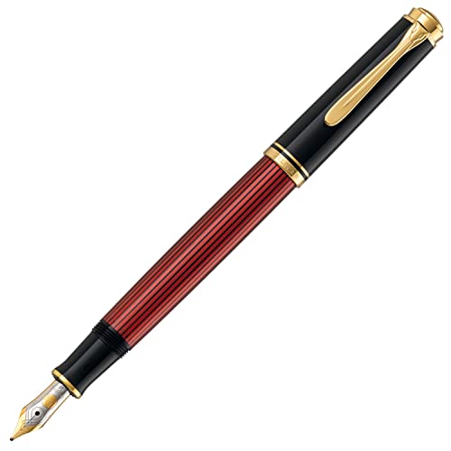 Pelikan Premium M600 Füllfederhalter, Feder B Plume schwarz/rot von Pelikan