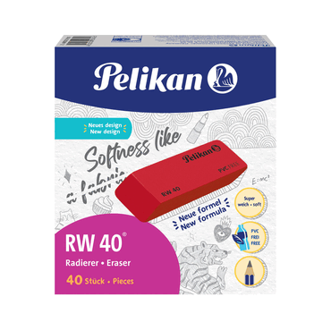 Pelikan Radierer RW 40 - 20 x 8 x 57 mm rot Kunststoff. von Pelikan