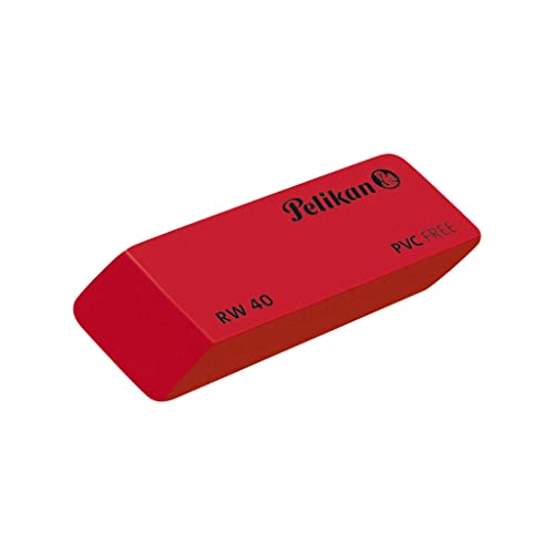 Pelikan Radierer RW40 aus Kunststoff, Suede, rot, Schachtel mit 40 Stück, 606127 von Pelikan