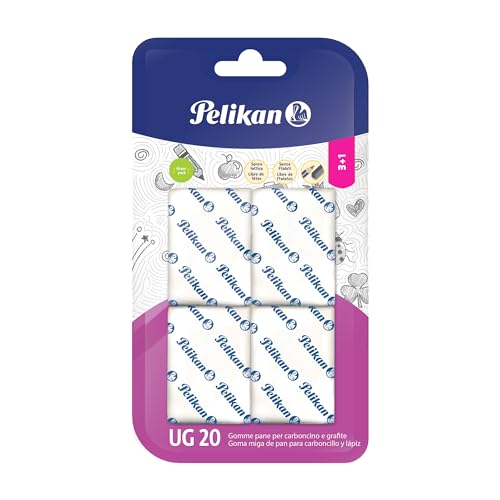 Pelikan Radiergummi Brot UG 20 weiß, Radiergummi geeignet für technische, künstlerische und schulische Zeichnungen, für Kohle und Graphit, 4 Stück Pelikan Radiergummi Brot UG 20 weiß, Radiergummi geeignet für technische, künstlerische und schulische Zeichnungen, für Kohle und Graphit, 4 Stück von Pelikan