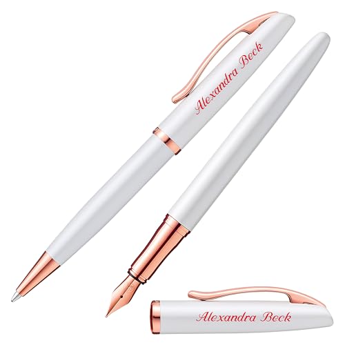 Pelikan Schreibset JAZZ NOBLE ELEGANCE Pearl mit Namen farbig personalisiert Füllfederhalter und Kugelschreiber von Pelikan